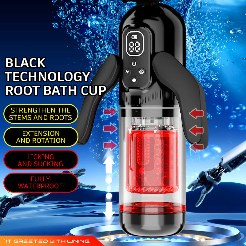 Flying Wings Penis Cup with Extendable Rotation, Suction, and Dual Vibration Handle - Male Hydro Bath Self-Stimulation Toy for Adults