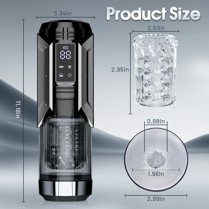 【50% Off】【2.95 IN Depth】Newvibe Queen Kendal 7 Vacuum Sucking for Oral Sex LCD Display Masturbator Sex Toys For Men