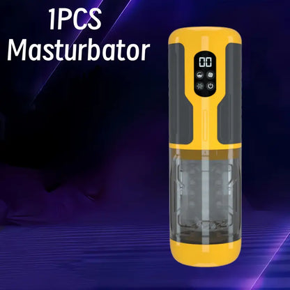 Newly upgraded male electric masturbator with one click burst mode, 7 telescopic&7 rotating&7 vibrating tongue licking modes, dual motors with strong vibration force, TPE 3D inner tank design, LCD display screen