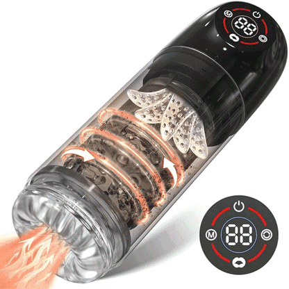 【Free Lube!】Romanlust Seductive Succubus 7 Rotating 7 Sucking Lcd Display Pumps & Enlargers  Automatic Male Masturbator