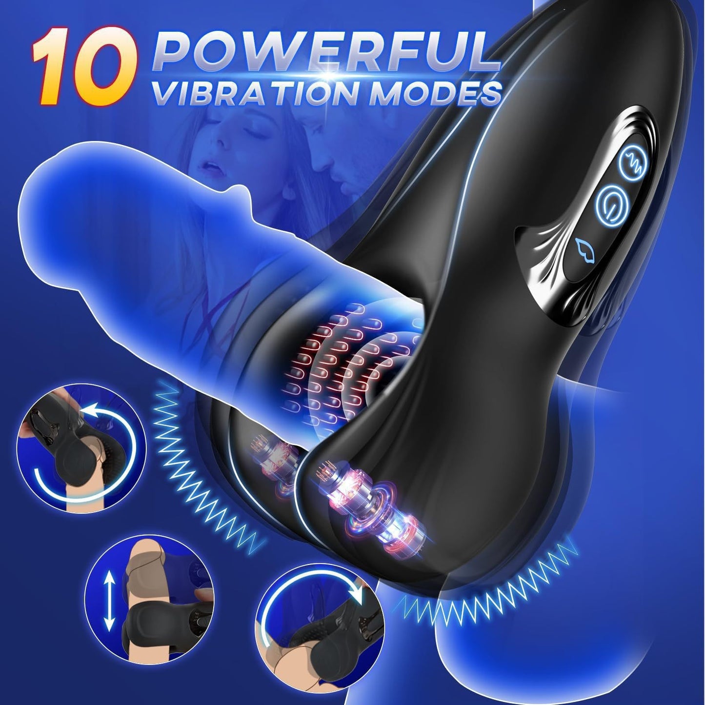 10 frequency bite training device, male vibrator, vibration massage, glans stretching device, exercise device, adult sex toy