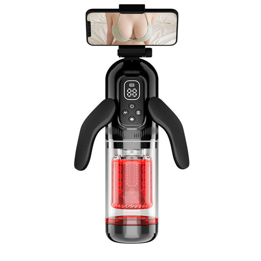 Flying Wings Penis Cup with Extendable Rotation, Suction, and Dual Vibration Handle - Male Hydro Bath Self-Stimulation Toy for Adults