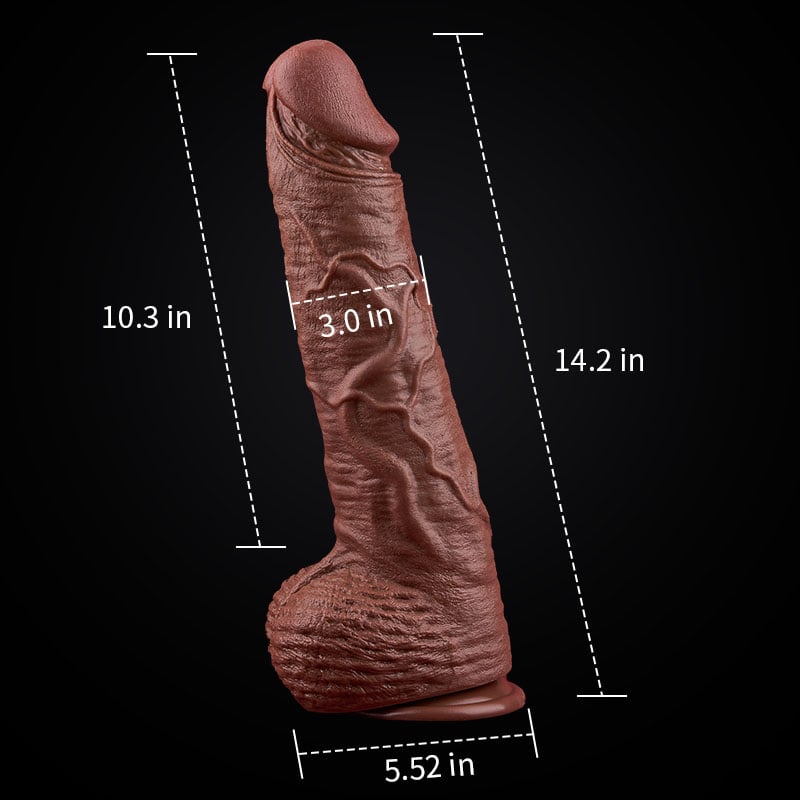 【FREE LUBE】Max 14.2” x 3” Ultra Lifelike Skin Dildo Meaty Thick Real Dildo