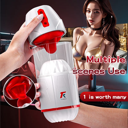 Tihibong vibrating airplane cup electric fully automatic male tongue licking and sucking masturbator, cross-border new product of sex toys