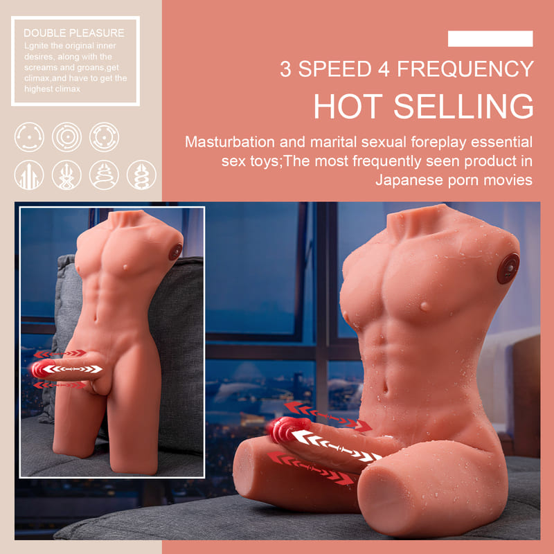 Jackson 17.63LB 6.69Inch Electric PulseThrusting Vibrating Dildo Tan Skin Male Torso Sex Doll