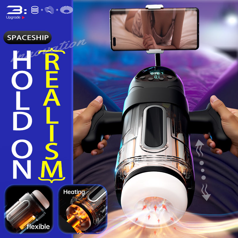 Desire Spaceship Adjustable Suction Vibrating Heating Sound-Producing Phone Stand Charging Male Adult Pleasure Self-Play Cup