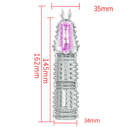 Night Sakura Transparent Crystal Vibration Wolf Teeth Silicone Penis Extension Set Couple Sexual Co Vibration Adult Sex Products