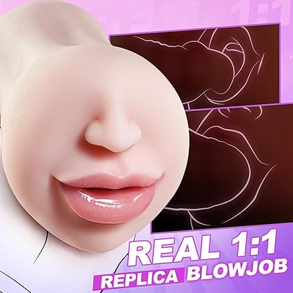 Licking Vibrating Sex Toys for Men Masturbator,Deep Throat Mouth Sex Toy with Tongue and Teeth,Lifelike Men Masturbation Male Stroker for Mouth Sex, Realistic Male Masturbator Sex Toy for Pleasure