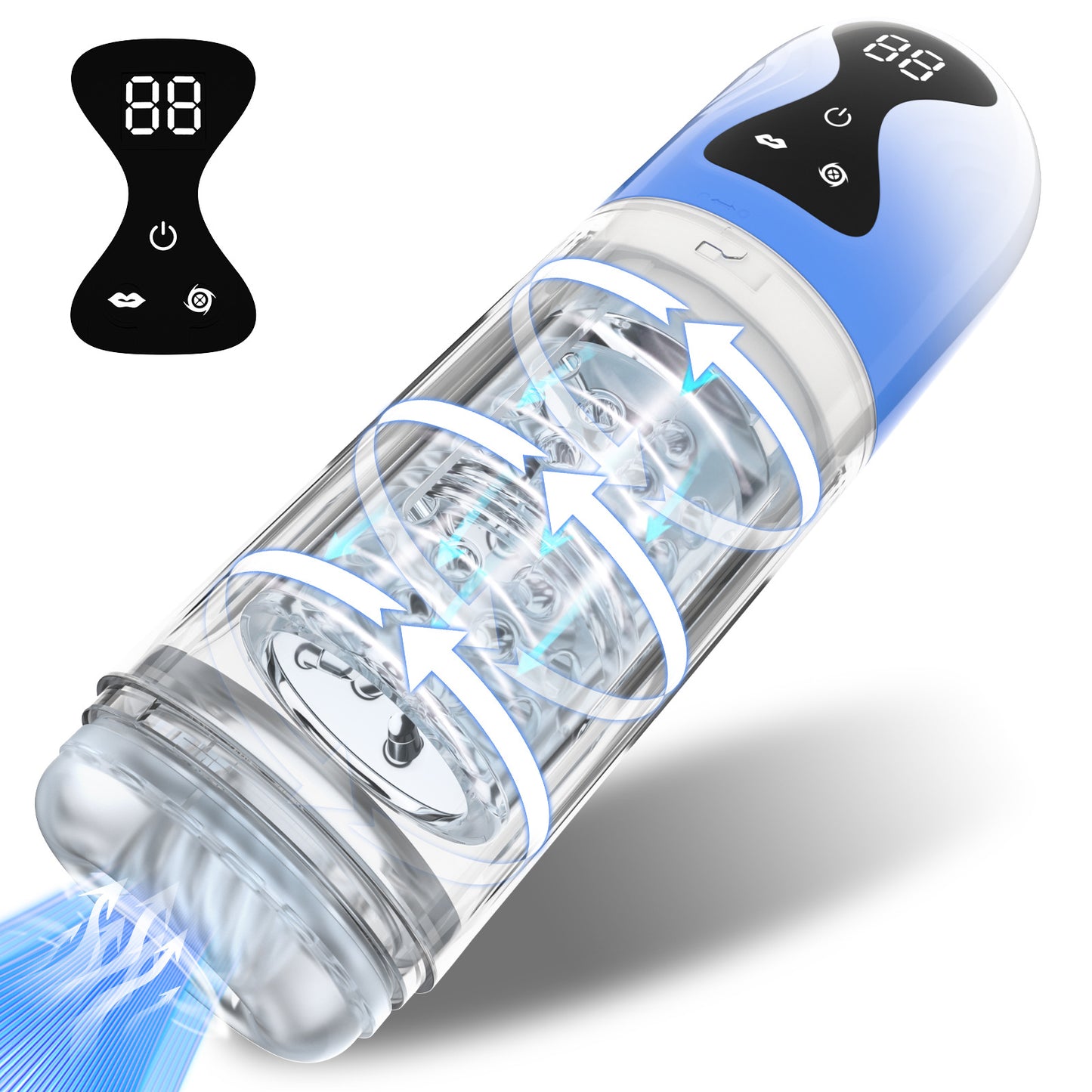 Fully automatic male masturbator toy penis pump equipped with 7 suction modes, 7 rotation modes, and tongue licking