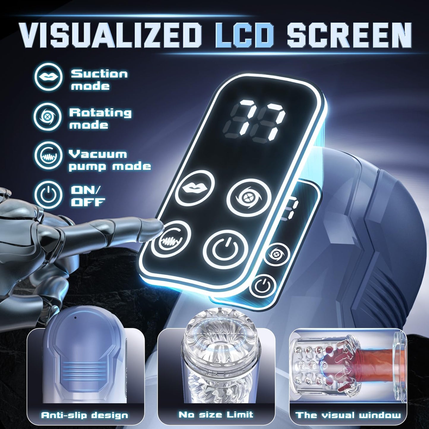 Iron Man 7 Thrusting And Rotating Suction Masturbator Pocket Pussy Male Masturbators