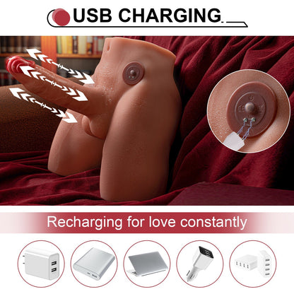 Eronight 7 Inch Thrusting Vibrating Dildo Brown Realistic Butt