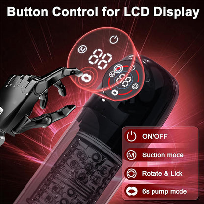 【Free Lube!】Newvibe Seductive Succubus 7 Rotating 7 Sucking Lcd Display Pumps & Enlargers Automatic Male Masturbator