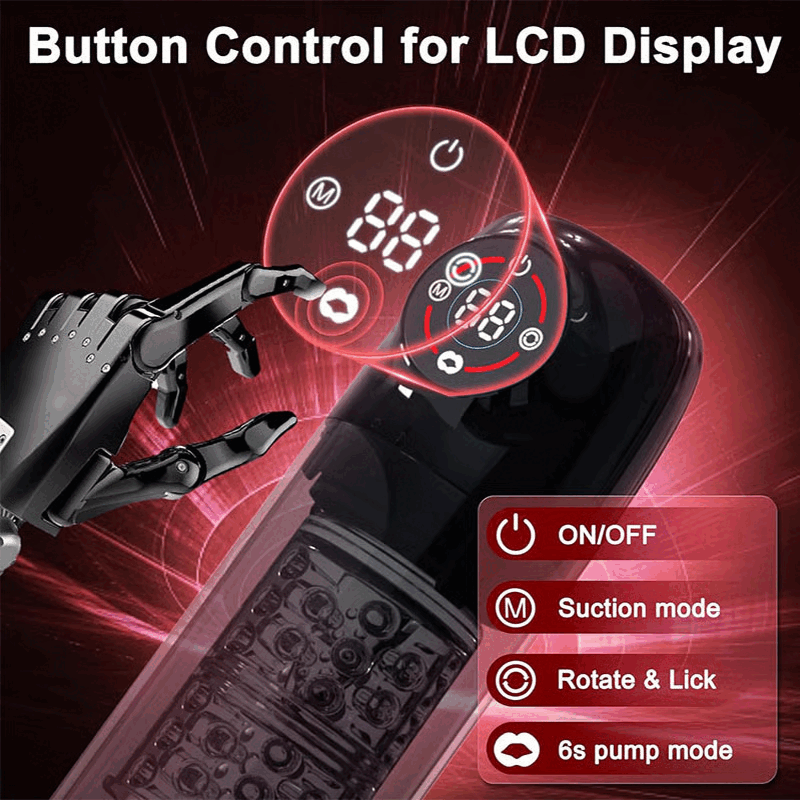 【Free Lube!】Romanlust Seductive Succubus 7 Rotating 7 Sucking Lcd Display Pumps & Enlargers  Automatic Male Masturbator