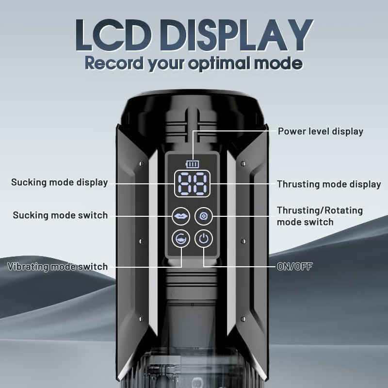 【50% Off】【2.95 IN Depth】Newvibe Queen Kendal 7 Vacuum Sucking for Oral Sex LCD Display Masturbator Sex Toys For Men