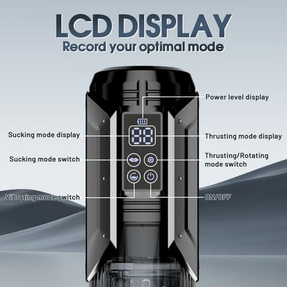 【50% Off】【2.95 IN Depth】Newvibe Queen Kendal 7 Vacuum Sucking for Oral Sex LCD Display Masturbator Sex Toys For Men