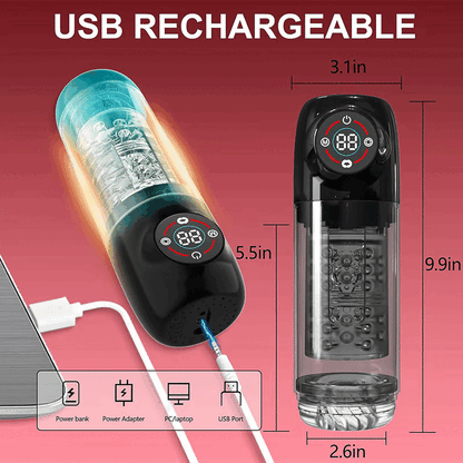 【Free Lube!】Romanlust Seductive Succubus 7 Rotating 7 Sucking Lcd Display Pumps & Enlargers  Automatic Male Masturbator