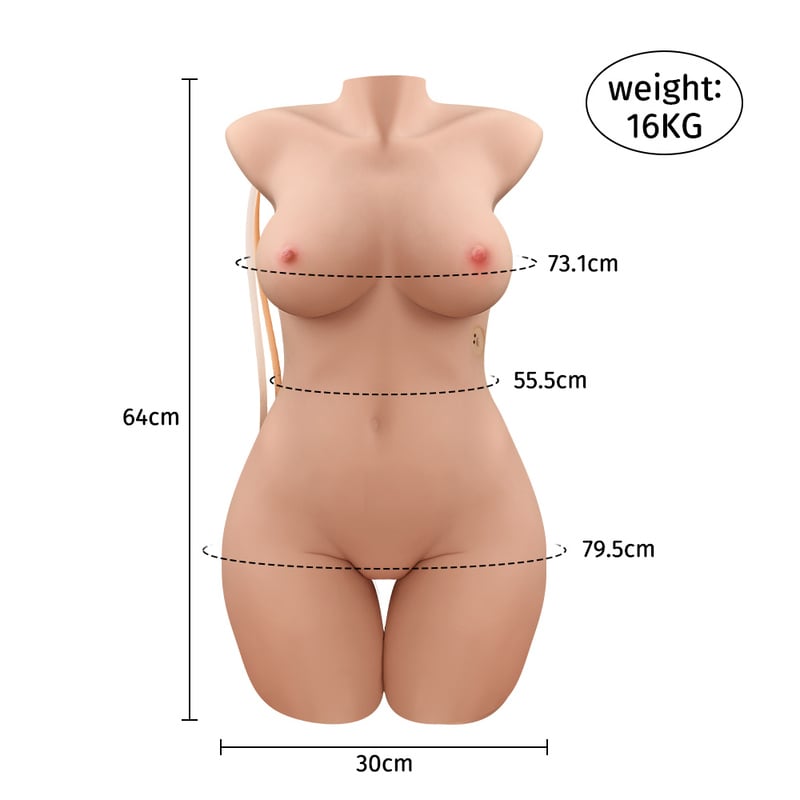 Isabella 35.27lbs 【Electric Huge Sex Torso】 5 Vibration And 3 Suction Modes Dual Channel Realistic Doll