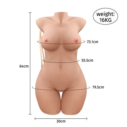 Isabella 35.27lbs 【Electric Huge Sex Torso】 5 Vibration And 3 Suction Modes Dual Channel Realistic Doll