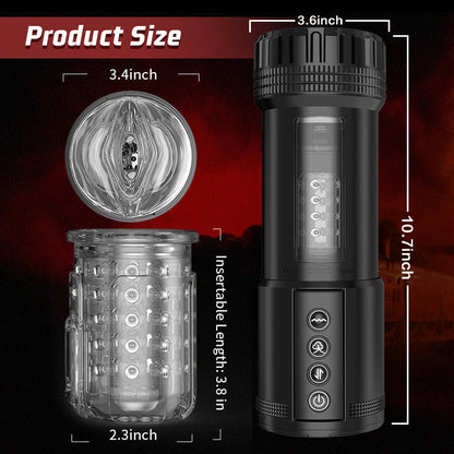 Flashlight 3 In 1 Vagina 10 Vibrating 5 Thrusting 5 Suction Male Masturbator