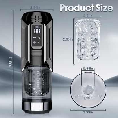 【50% Off】【2.95 IN Depth】Newvibe Queen Kendal 7 Vacuum Sucking for Oral Sex LCD Display Masturbator Sex Toys For Men