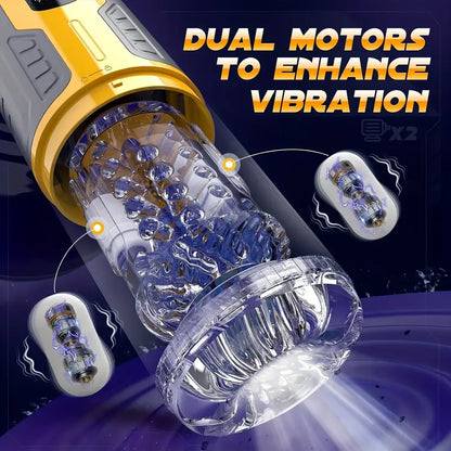Newly upgraded male electric masturbator with one click burst mode, 7 telescopic&7 rotating&7 vibrating tongue licking modes, dual motors with strong vibration force, TPE 3D inner tank design, LCD display screen